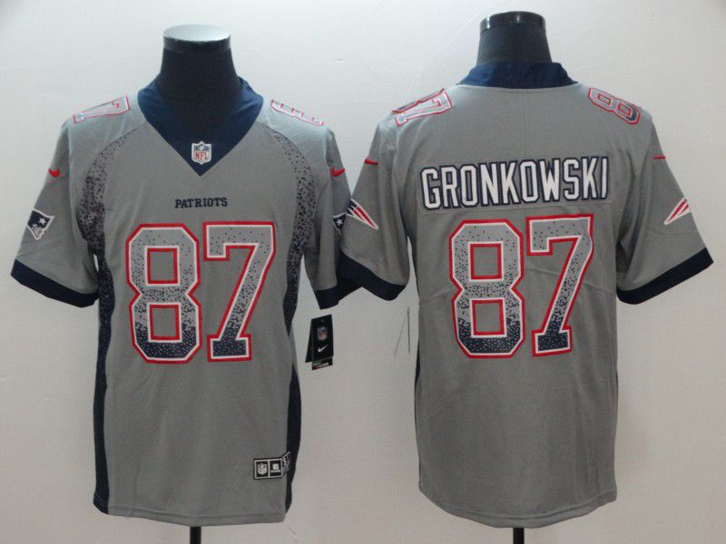 Men New England Patriots 87 Gronkowski Grey Nike Drift Fashion Limited NFL Jersey